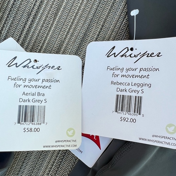 NWT Whisper Activewear Aeiral Bra & Rebecca Legging Bundle Grey Size Small - Picture 10 of 13
